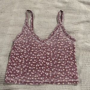 Distressed floral crop tank
